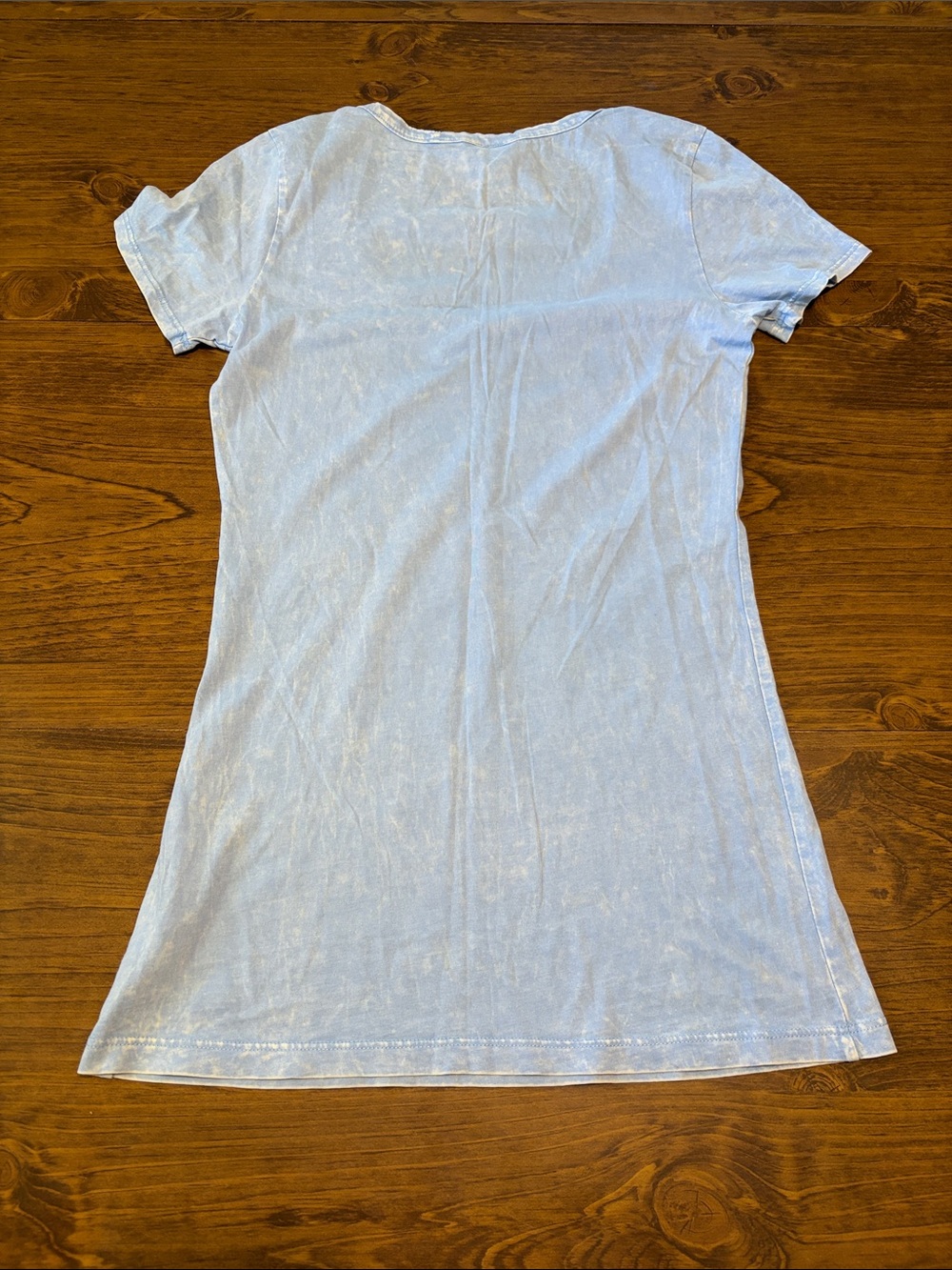 Daytrip Light Blue Scoop Neck Graphic Tee with Black Winged Cross - Picture 4 of 5